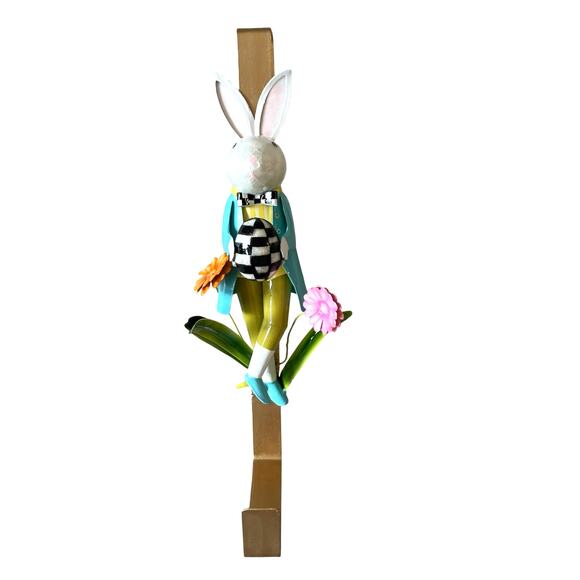 Brand New Mackenzie-Childs Calico Rabbit Wreath Hanger - Picture 5 of 8